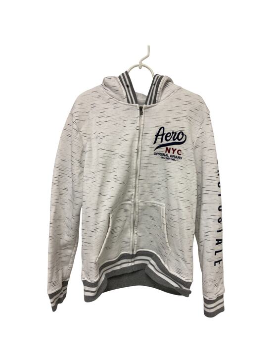 Aéropostale Tops - Aeropostale Full Zip Hoodie Womens Large White Gray Embroidered Long Sleeve